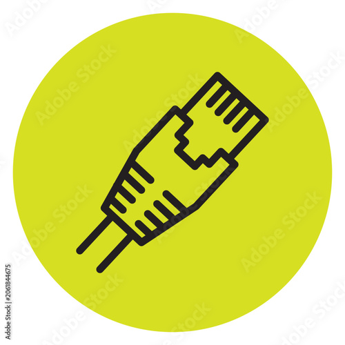 vector illustration of internet cable on lime color background