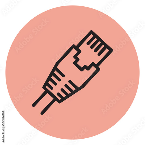 vector illustration of internet cable on orange color background