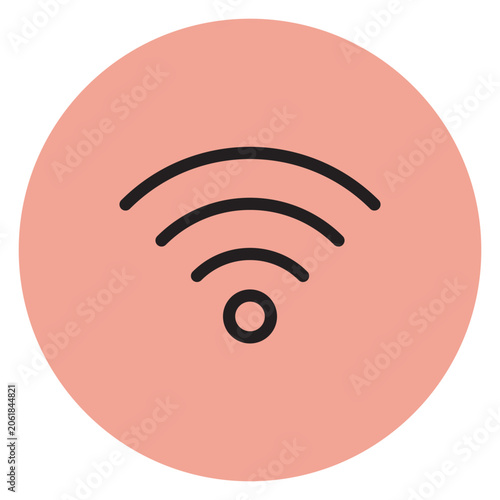 wi-fi, wireless network icon on orange, peach color background