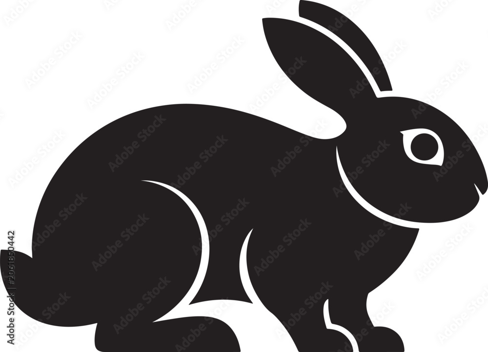 Obraz premium Black rabbit silhouette vector icon isolated on white background