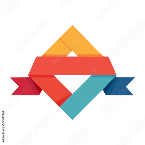 Flat design arrow ribbon shape diagonal