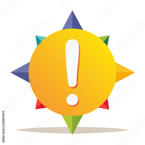 Flat design warning sign icon