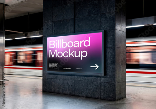 Metro Station Subway Billboard Advertising Mockup