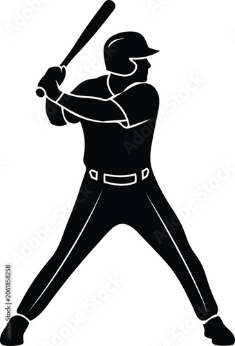 Baseball player ready for powerful game Silhouette icon design