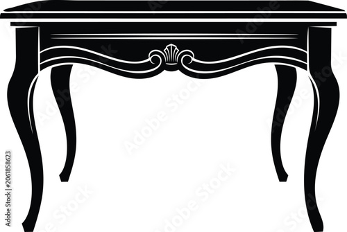 Elegant vintage table design for luxury interiors Silhouette icon design