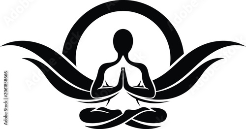 Finding inner peace through meditation and mindfulness Silhouette icon design