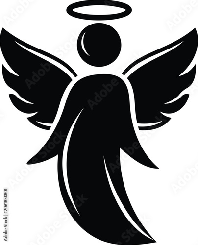 Heavenly angel symbol hope and divine protection Silhouette icon design