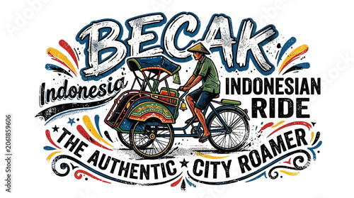 Fotografie Becak Indonesian Ride City Transport.