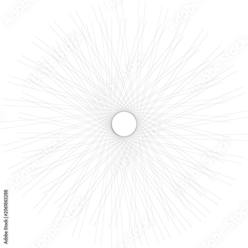 Abstract Radial Burst of Tiny Dots and Lines Emanating from a Central Circle