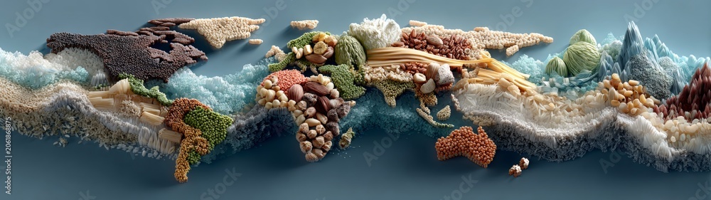 Fototapeta premium Mapping the earth with harvest: a portrait of food security and