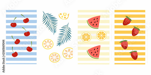 Summer Fruit Pattern With Cherries Watermelon Strawberries And Citrus Slices