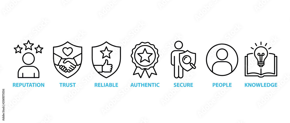 Obraz premium Set of business and professional values icons including reputation trust and knowledge