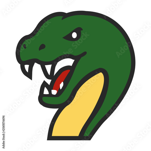 Green snake head vector illustration isolated on white background