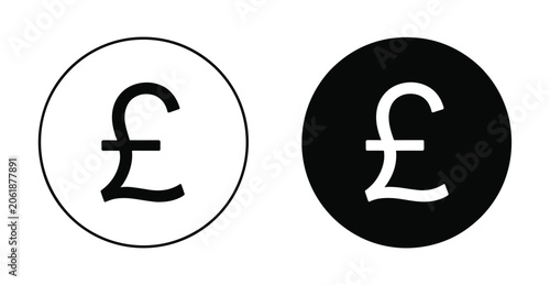 Pound Sterling Symbol in Circle: A graphic representation of the British Pound Sterling symbol. financial symbol, currency icon, money concept.