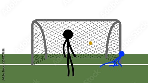 stickman animation kicking the ball and scoring a goal