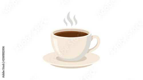 Obraz na plátne Steaming Coffee Cup: A warm cup of dark coffee sits on a saucer, emitting fragrant steam, perfect for a morning pick-me-up or a cozy break