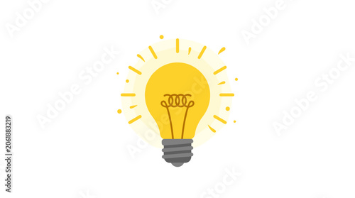 Illuminating Idea: A glowing incandescent light bulb radiates bright yellow light, symbolizing innovation, inspiration, and a brilliant new concept.