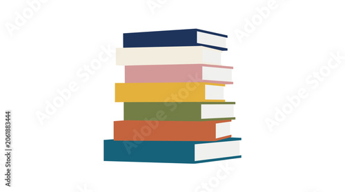 Tableau sur toile Stack of Books: A vibrant stack of diverse, colorful books neatly piled, representing knowledge, education, and the joy of reading