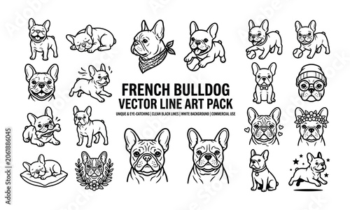 French Bulldog Line Art Pack Unique and Eye catching Designs Vector Illustration