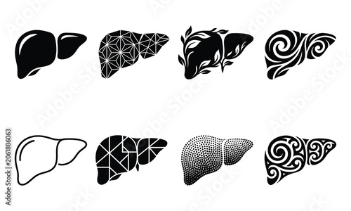 Kidney silhouette pack unique designs collection vector illustration