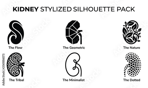 Kidney stylized silhouette pack vector illustration