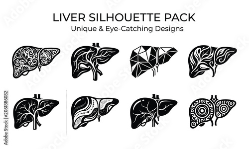 Liver silhouette pack unique and eye catching designs vector illustration
