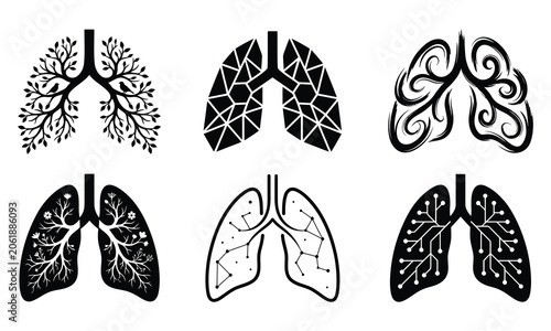 Lung silhouette pack unique collection vector illustration