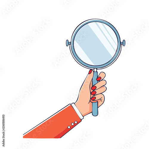 Flat design magnifying glass with map pin vector