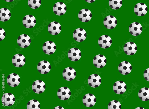 Soccer Ball Seamless Pattern on Green Background