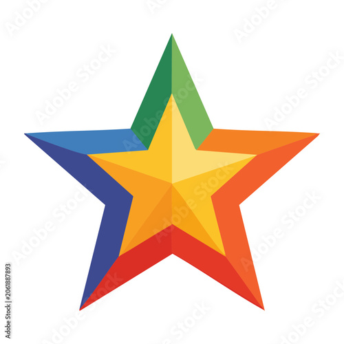 Flat design star with gradient rays