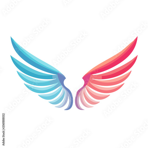 Red and blue ribbon vector crossing