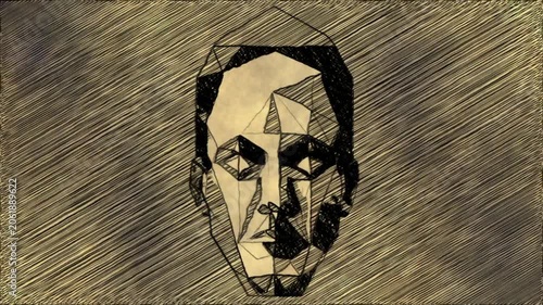 Abstract Geometric Human Face Sketch on Textured Background