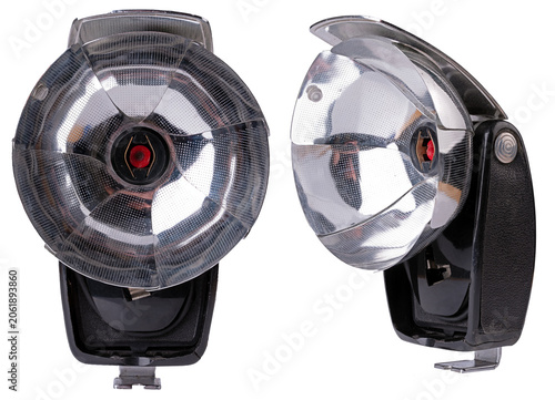 Photography An old foldable flash, suitable for portability and travel