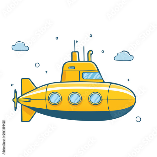Flat design yellow school bus on white background