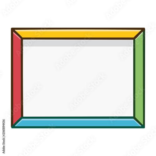 Flat geometric frame with red green blue yellow edges