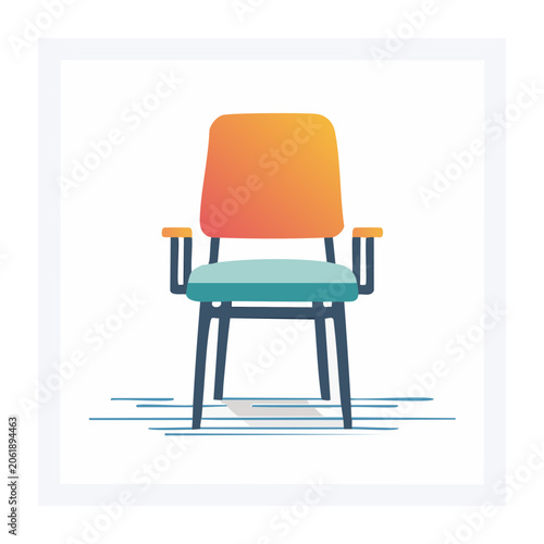 Modern orange office chair with teal seat