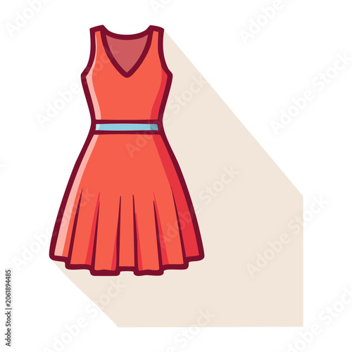 Red skirt with striped pattern vector