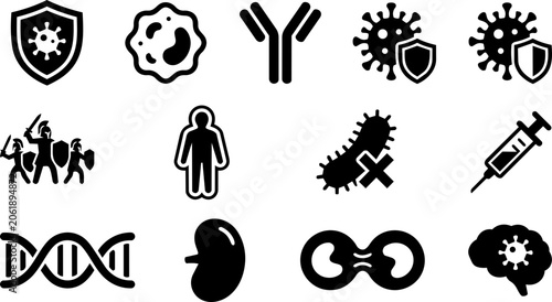 Foto Immune System and Immunity Concept Silhouette Icon Set