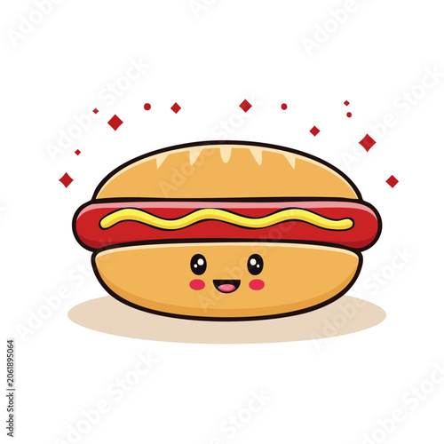 Flat design cartoon burger icon isolated