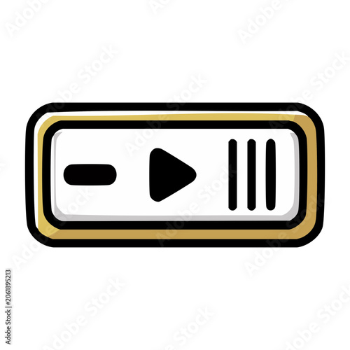 Flat media player icon with play pause buttons