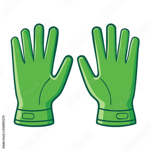 Pair of green safety gloves vector