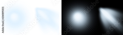 Canvastavla Abstract light beam effects on black and transparent backgrounds for design