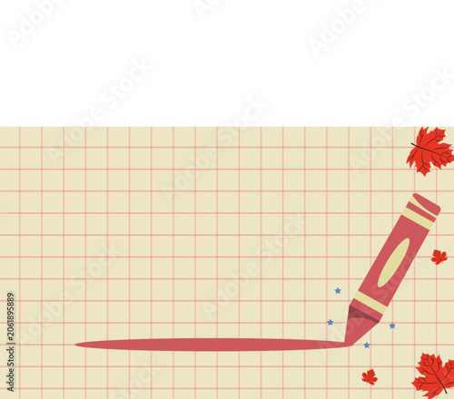 Red wax crayon on a checkered background
