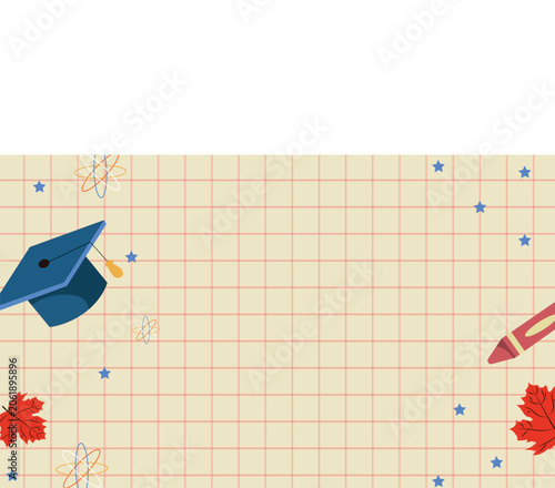 Academic graduation cap on a checkered background