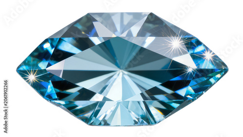 Photos Sparkling faceted aquamarine gemstone, isolated on transparent background