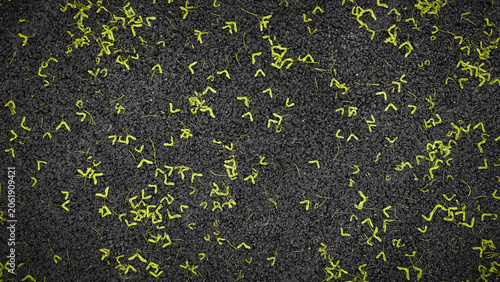 Abstract texture of black surface with scattered yellow shapes