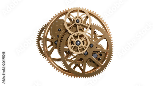 Photos Intricate brass clockwork gears mechanism, isolated on transparent background