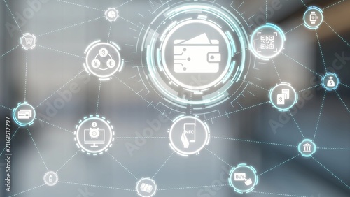 Digital wallet icons show mobile payment, digital wallet transfer, and online banking. Digital wallet supports secure payment, cashless transactions, and financial integration. Gist
