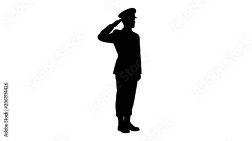 Photos Military officer silhouette against a white background saluting pose