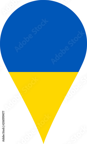 Ukraine Flag Location Pin Map Marker Ukrainian Destination GPS Vector Icon